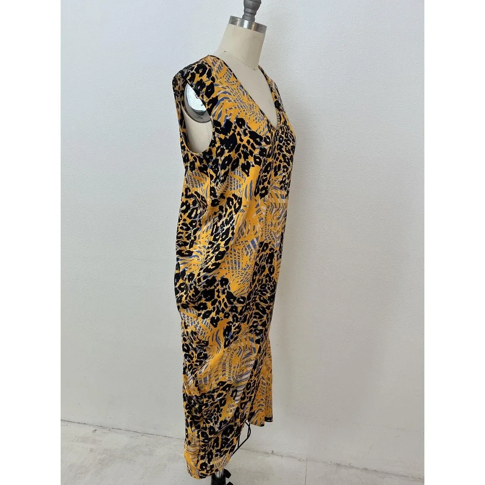 Maria Cornejo Silk Dress Animalia Bias Cut Womens 4 Leopard Animal Print USA - Picture 6 of 15